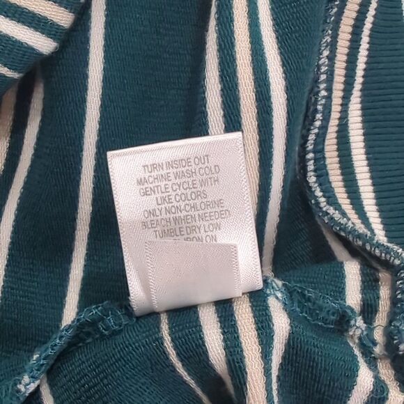 Garnet Hill Top Womens Medium Green Striped Cowl Neck - Picture 7 of 9